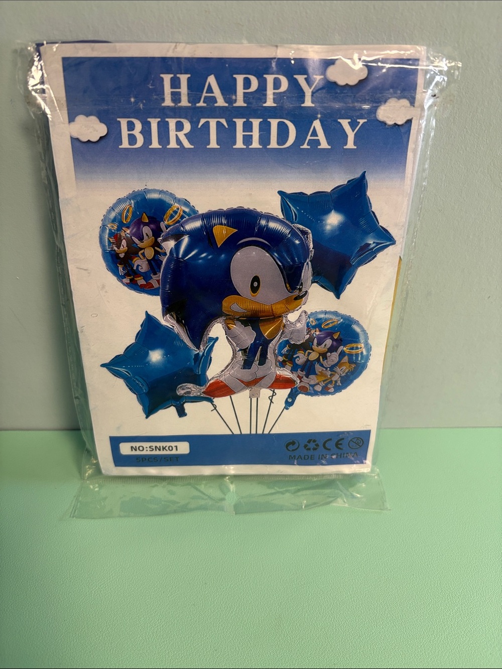 Sonic the Hedgehog 5 Piece Foil Balloon Set, Party Decor, Helium Balloons New